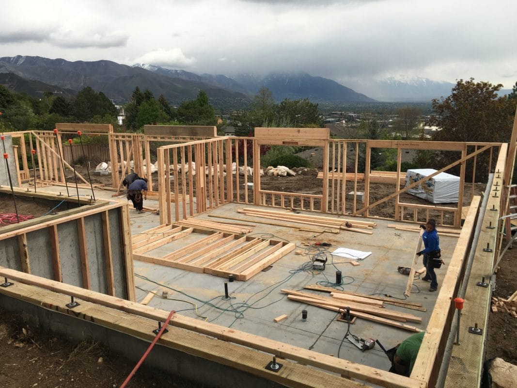 framing of basement exterior walls in new home build