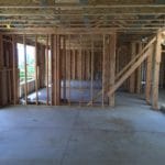 interior wall framing of basement in new home build
