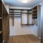 closet organizers in a master closet of a new home build