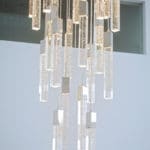 chandelier metal and glass with gold bubbles