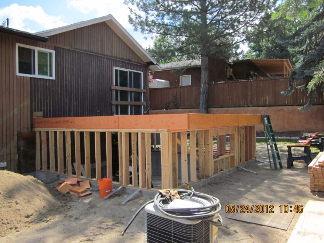 foundation and initial framing of addition to a home