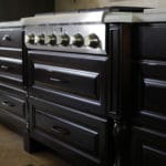 dark wood cabinets thermador top