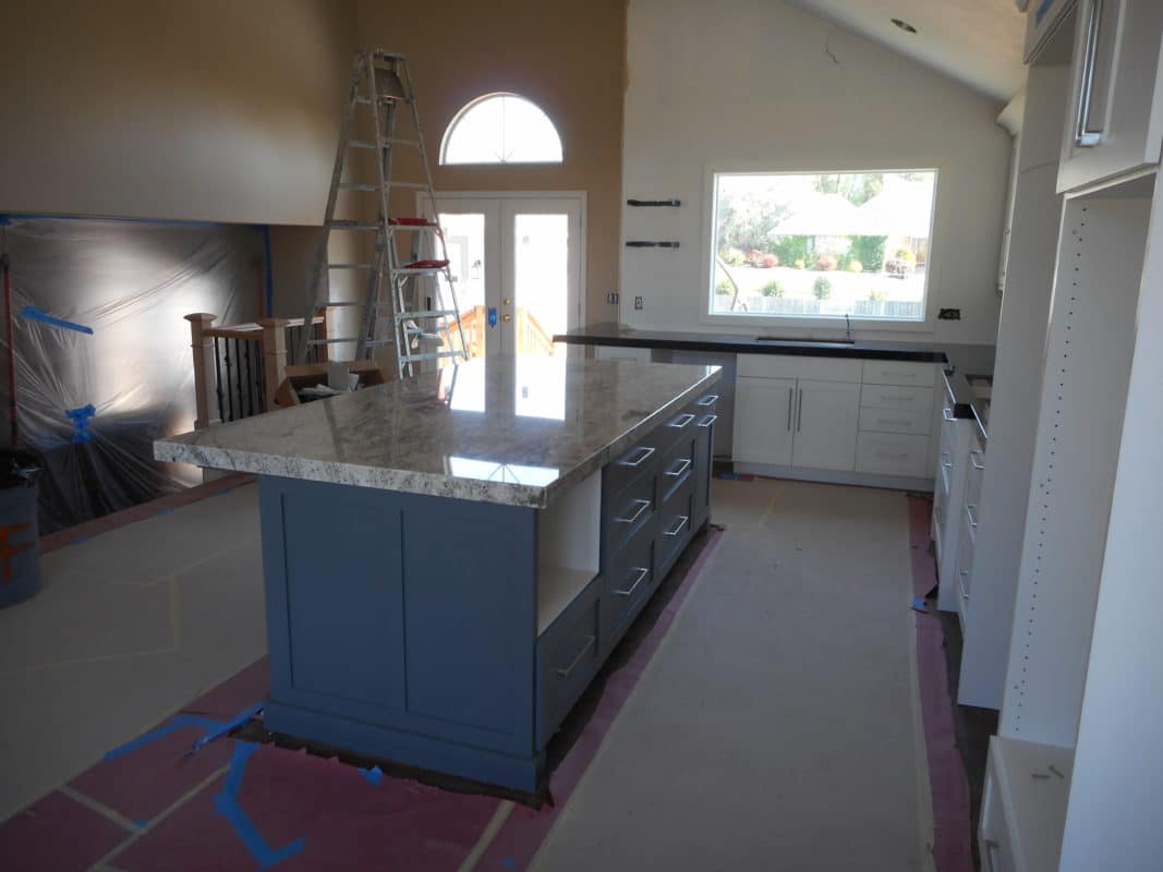 kitchen remodel, progress cabinets and countertops have been installed