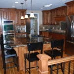 kitchen remodel pendant lights, black bar stools double wall ovens